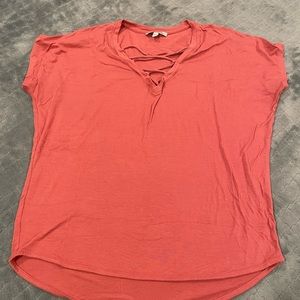 Express one eleven coral lace up tee